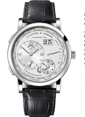 Replica A. Lange & Söhne Lange 1 Time Zone Watch - 41.9mm Platinum Case - Silver Dial - Black Alligator Strap 116.025