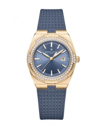 Vacheron Constantin Overseas Quartz Pink Gold Diamond Blue Replica Watch 1225V/000R-H014