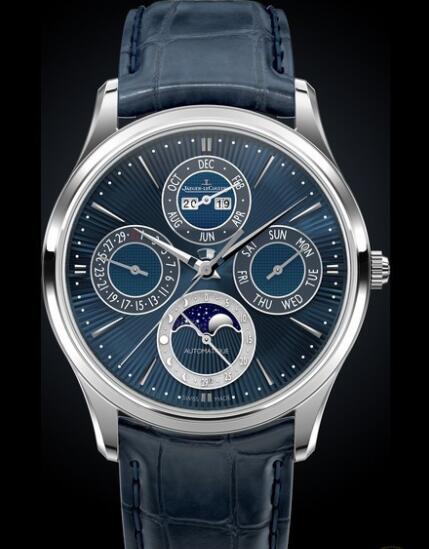 Replica Jaeger Lecoultre Master Ultra Thin Perpetual Enamel 13035E1 White Gold - Blue Dial Watch