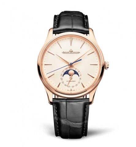 Jaeger-LeCoultre Master Ultra Thin Moon Pink Gold Eggshell Alligator Replica Watch 1362511