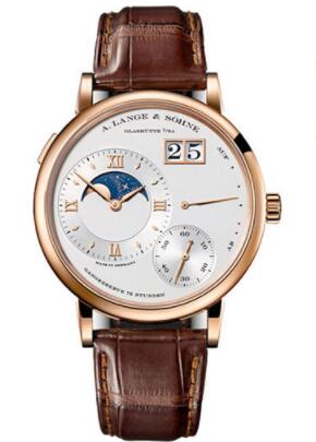 Replica A. Lange & Söhne Grand Lange 1 Moon Phase Watch - 41mm Yellow Gold Case - Champagne Dial - Brown Alligator Strap Watch 139.021
