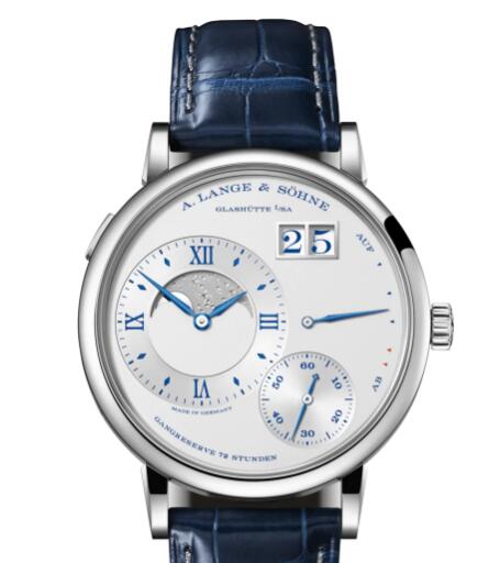 A Lange Sohne GRAND LANGE 1 MOON PHASE "25th Anniversary" White gold with dial in argenté Replica Watch 139.066