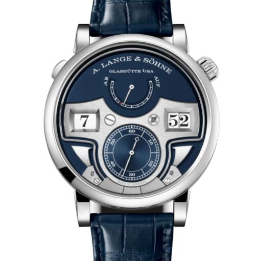 A Lange and Sohne Zeitwerk Minute Repetition Replica Watch White gold with dial in deep-blue 147.028