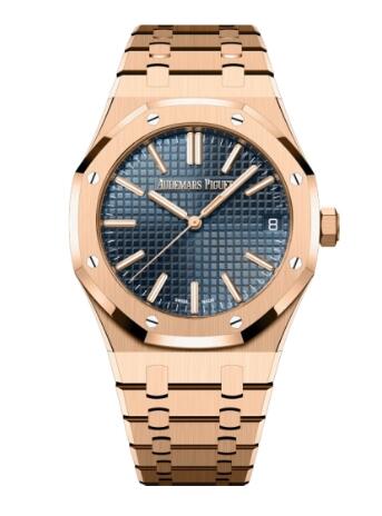 Audemars Piguet Royal Oak Selfwinding 41 Pink Gold Blue Replica Watch 15510OR.OO.1320OR.03