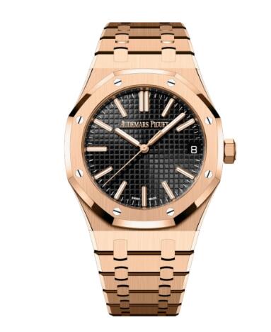 Audemars Piguet Royal Oak Selfwinding 41 Pink Gold Black Replica Watch 15510OR.OO.1320OR.04