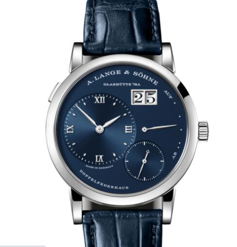 A Lange Sohne LANGE 1 White gold with dial in deep-blue Replica Watch 191.028