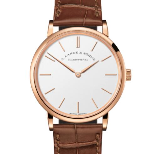 A Lange Sohne Saxonia Thin Replica Watch Pink gold with dial in argenté 201.033