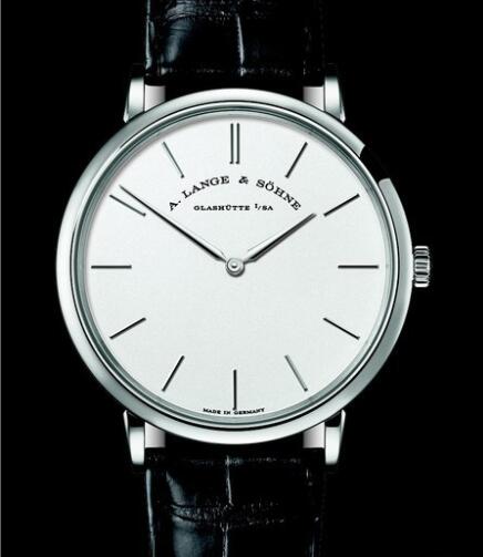 Replica A Lange Sohne Saxonia Thin Watch White Gold - Solid Silver - Strap Alligator 211.027