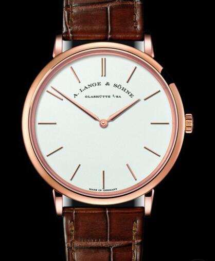 Replica A Lange Sohne Saxonia Thin Watch Pink Gold - Solid Silver - Strap Alligator 211.033