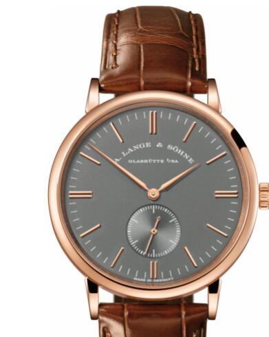 A Lange Sohne Saxonia Replica Watch Pink gold with dial in grey 216.033