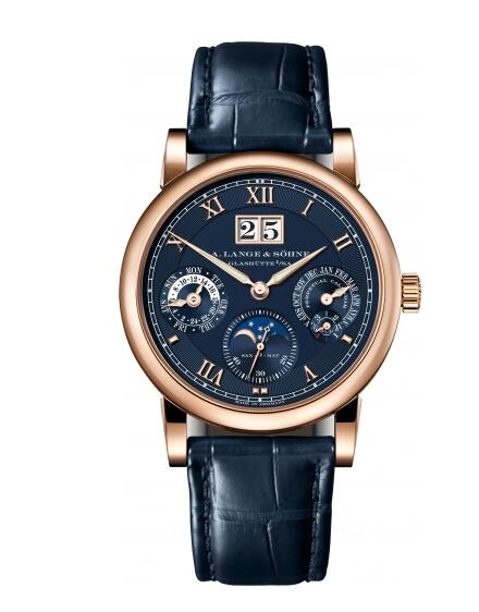 A. Lange & Söhne Langematik Perpetual Pink Gold Blue 20th Anniversary Replica Watch 310.037
