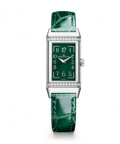 Jaeger-LeCoultre Reverso One Monoface Stainless Steel Diamond Green Alligator Replica Watch 328853J