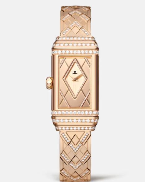 Jaeger Lecoultre Reverso One Duetto Jewellery Manual-winding Pink Gold Ladies Replica Watch 3362201