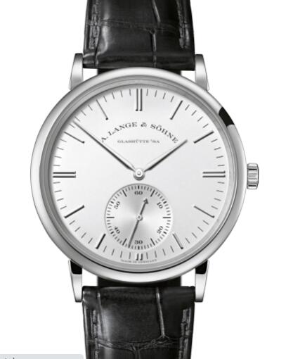 A Lange Sohne Saxonia automatic Replica Watch White gold with dial in argenté 380.027