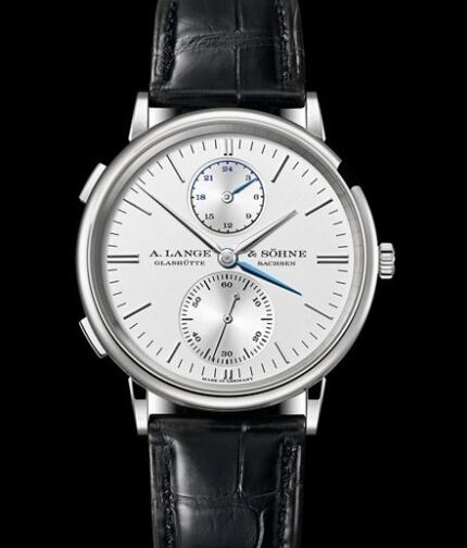 Replica A Lange Sohne Saxonia Double Fuseau Horaire Watch White Gold - Alligator Strap 386.026