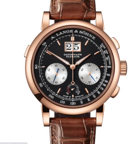 A Lange and Sohne datograph up/down Replica Watch Pink gold with dial in black/argenté 405.031