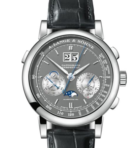 A Lange & Sohne datograph perpetual Replica Watch White gold with dial in grey/rhodié 410.038