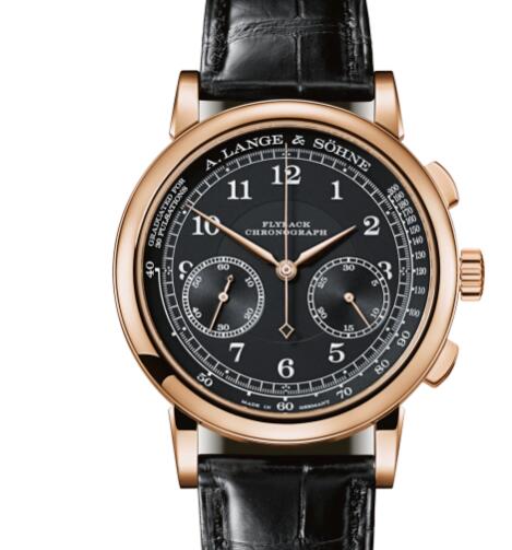 A Lange Sohne 1815 CHRONOGRAPH Replica Watch Pink gold with dial in black 414.031