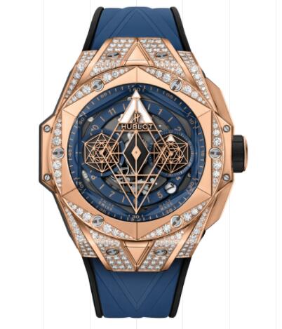 Hublot Big Bang Sang Bleu II King Gold Blue Pavé 45 mm Replica Watch 418.OX.5108.RX.1604.MXM20