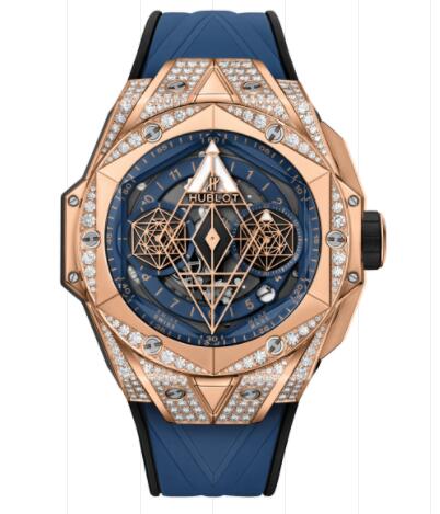 Hublot Big Bang Sang Bleu II King Gold Blue Pavé 45 mm Replica Watch 418.OX.5108.RX.1604.MXM20