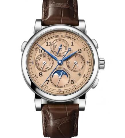 A. Lange & Söhne 1815 Rattrapante Perpetual Calendar Platinum Salmon Replica Watch 421.056FE