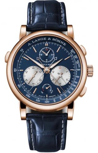 Replica A. Lange & Söhne Triple Split Pink Gold Blue Watch 424.037