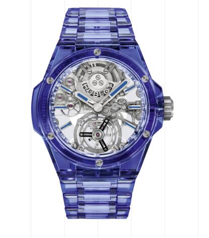 Hubloot Big Bang Integrated Tourbillon Full Blue Sapphire 43 mm replica watch 455.JL.0120.JL
