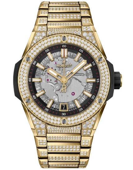 Hublot Big Bang Integrated Time Only Yellow Gold Pavé Replica Watch 456.VX.0130.VX.3704