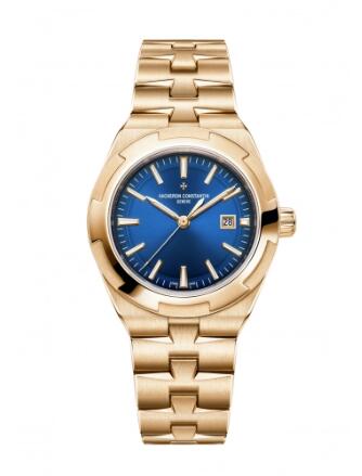Vacheron Constantin Overseas Automatic 35 Pink Gold Blue Bracelet Replica Watch 4600V/200R-B979