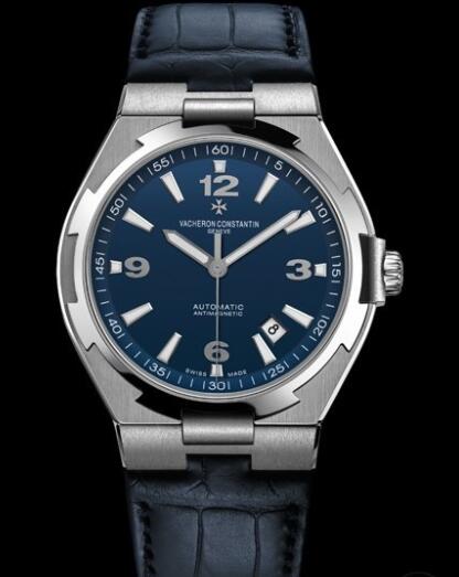 Vacheron Constantin Overseas Quantième Automatique Replica Watch Steel - Blue Lacquered Dial - Alligator Strap 47040/000A-9008