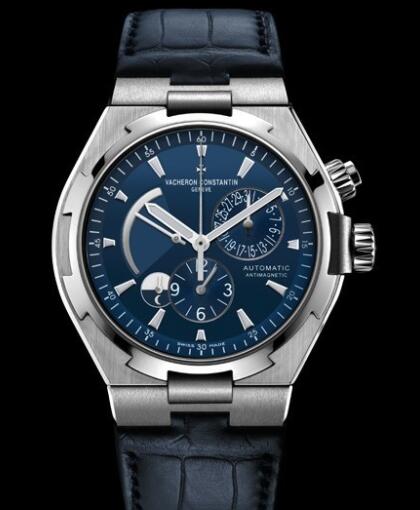 Vacheron Constantin Overseas Dual Time Replica Watch Steel - Blue Lacquered Dial - Alligator Strap 47450/000A-9039