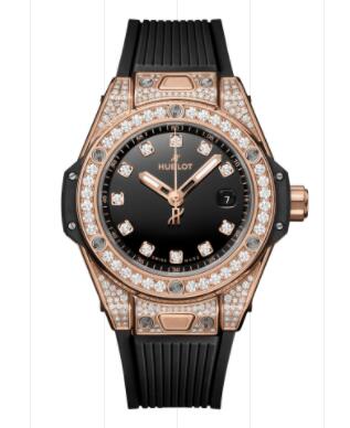 2023 Hublot Big Bang One Click King Gold Pavé Diamonds Dial 33 mm Replica Watch 485.OX.1280.RX.1604