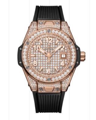 2023 Hublot Big Bang One Click King Gold Full Pavé 33 mm Replica Watch 485.OX.9000.RX.1604