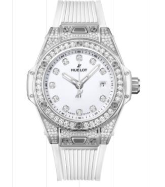 2023 Hublot Big Bang One Click Steel White Pavé Diamonds Dial 33 mm Replica Watch 485.SE.2210.RW.1604