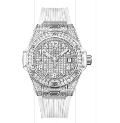 2023 Hublot Big Bang One Click Steel White Full Pavé 33 mm Replica Watch 485.SE.9000.RW.1604