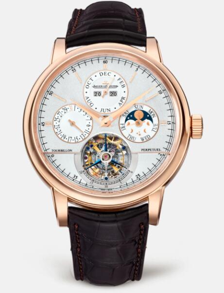 Replica Jaeger Lecoultre Master Grande Tradition Tourbillon Cylindrique Quantième Perpétuel 5042420 Pink Gold Men Watch Automatic self-winding