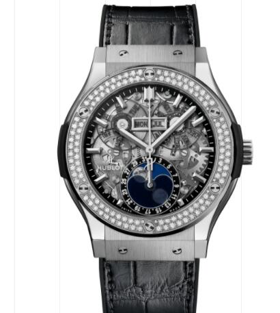 Hublot Classic Fusion Aerofusion Moonphase Titanium Diamonds 45 mm Replica Watch 517.NX.0170.LR.1104