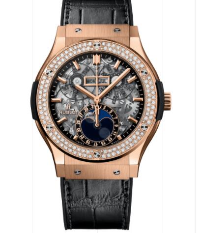 Hublot Classic Fusion Aerofusion Moonphase King Gold Diamonds 45 mm Replica Watch 517.OX.0180.LR.1104