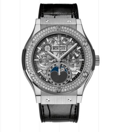 Hublot Classic Fusion Aerofusion Moonphase Titanium Diamonds 42 mm Replica Watch 547.NX.0170.LR.1104