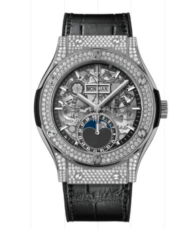 Hublot Classic Fusion Aerofusion Moonphase Titanium Pavé 42 mm Replica Watch 547.NX.0170.LR.1704