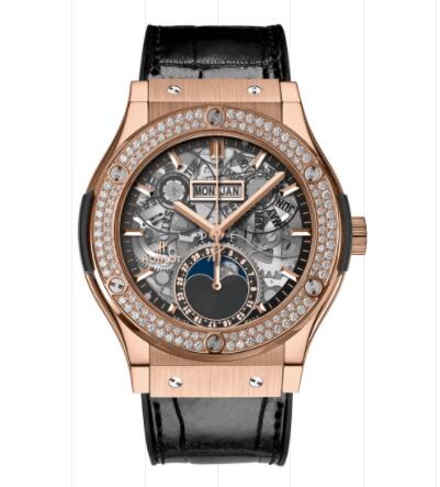 Hublot Classic Fusion Aerofusion Moonphase King Gold Diamonds 42 mm Replica Watch 547.OX.0180.LR.1104