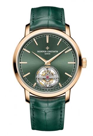 Vacheron Constantin Traditionnelle Tourbillon Pink Gold Green Replica Watch 6000T/000R-B972