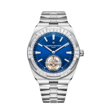 Vacheron Constantin Overseas Tourbillon White Gold Baguette Blue Replica Watch 6007V/210G-B955