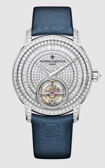 Vacheron Constantin Traditionnelle tourbillon jewellery 18K white gold Replica Watch 6025T/000G-B635