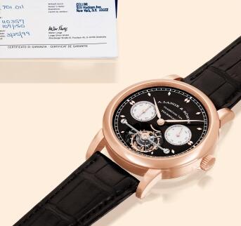 Replica A Lange Sohne Tourbillon Pour le Mérite Pink Gold Black Watch 701.011