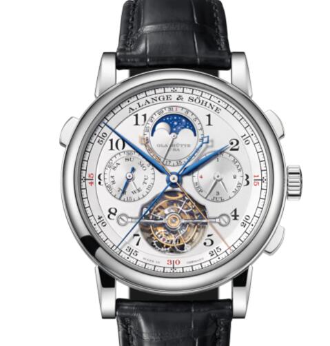 A Lange Sohne TOURBOGRAPH PERPETUAL "Pour le Mérite" Replica Watch Platinum with dial in argenté 706.025