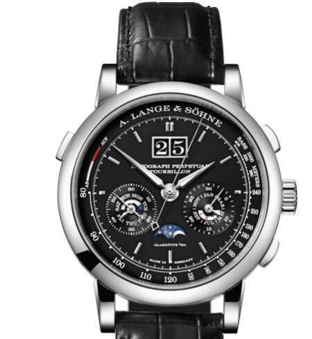 A Lange & Sohne datograph perpetual tourbillon Replica Watch Platinum with dial in black 740.036