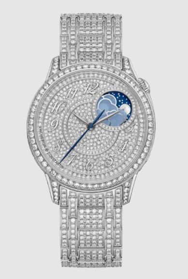 Vacheron Constantin Egerie moon phase jewellery 18K white gold Replica Watch 8016F/126G-B499