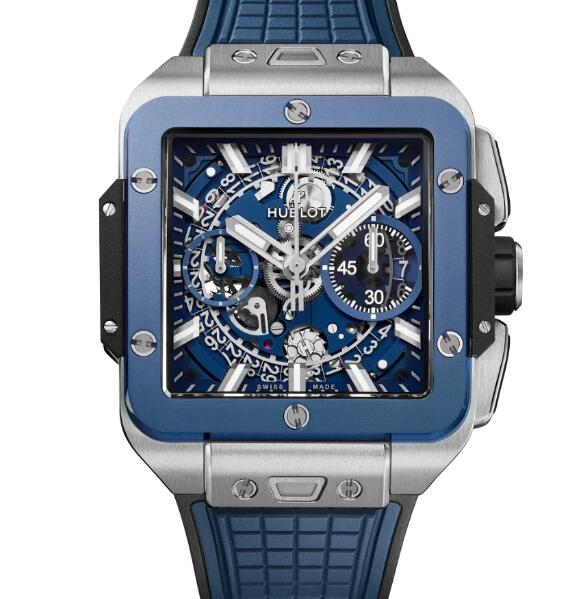 HUBLOT Square Bang Unico Titanium Blue Ceramic Replica Watch 821.NL.5170.RX-SD