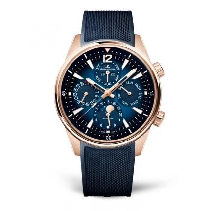 Jaeger-LeCoultre Polaris Perpetual Calendar Pink Gold Blue Replica Watch 9082680